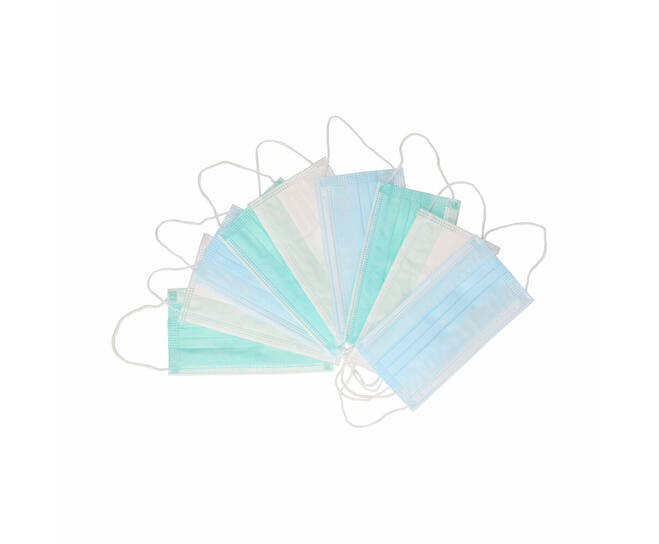 Mondmasker Non woven PP 3-laags Groen/Wit One size