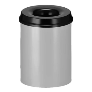 Afvalbak met vlamdover 15L grijs/zwart